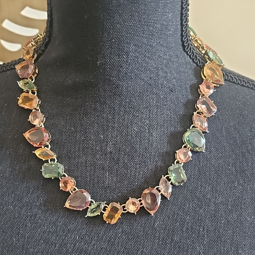 Multicolor Crystal Statement Necklace - Women Jewelry